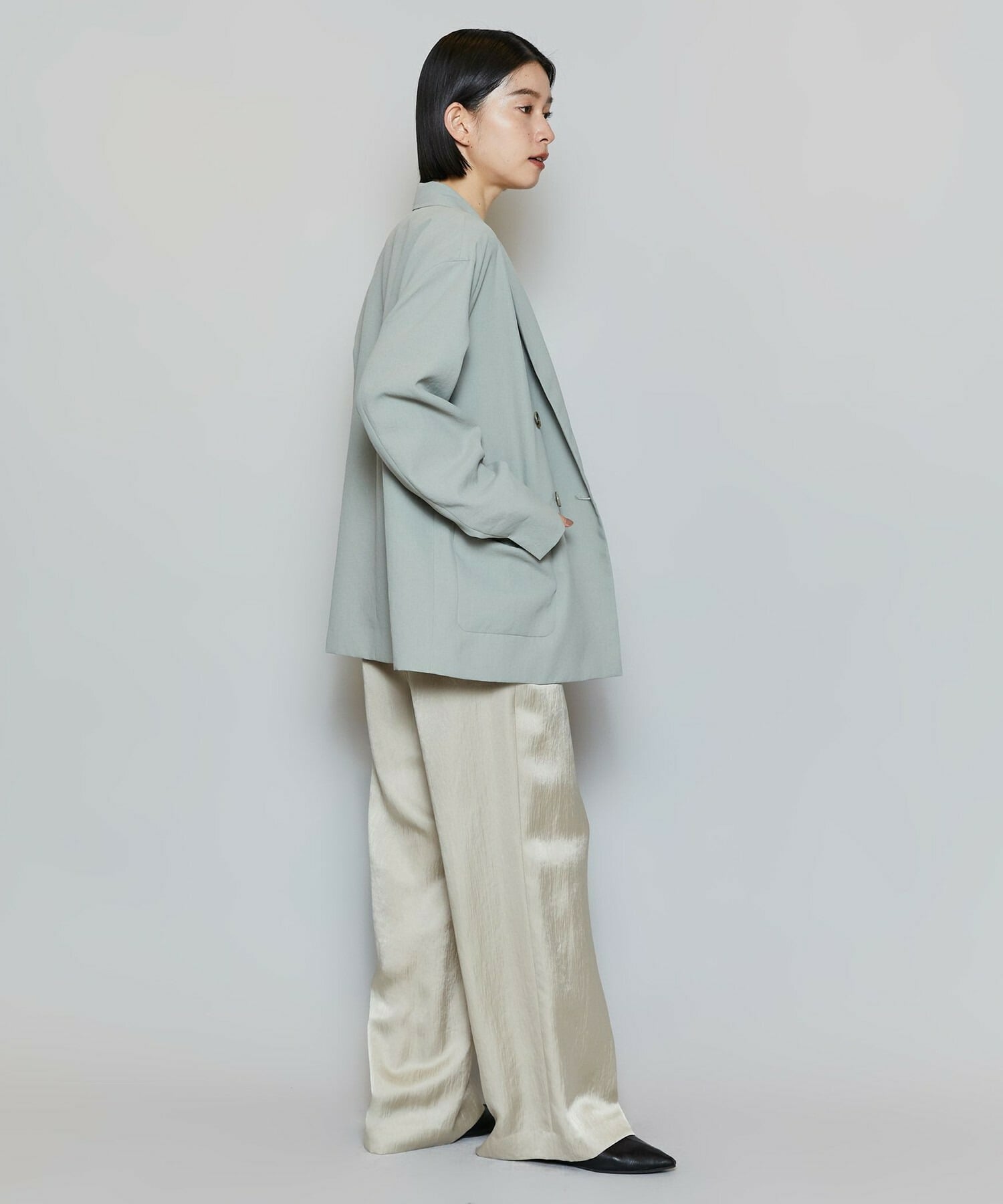 【MOGA】【Lサイズ】クレープサテンワイドパンツ 詳細画像 ベージュ 15