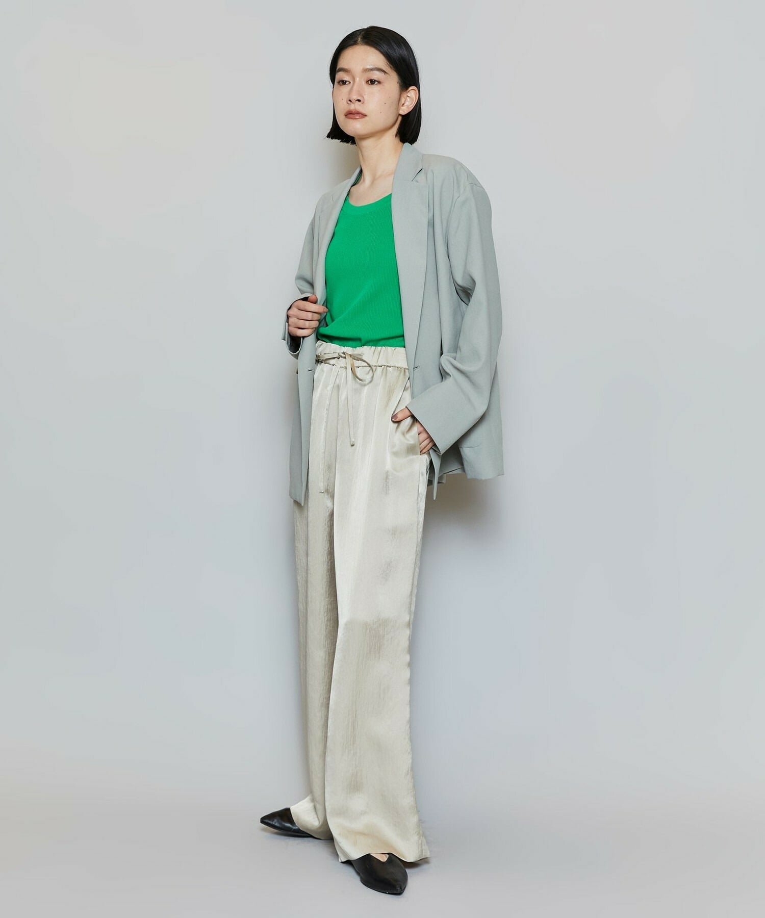 【MOGA】【Lサイズ】クレープサテンワイドパンツ 詳細画像 ベージュ 17