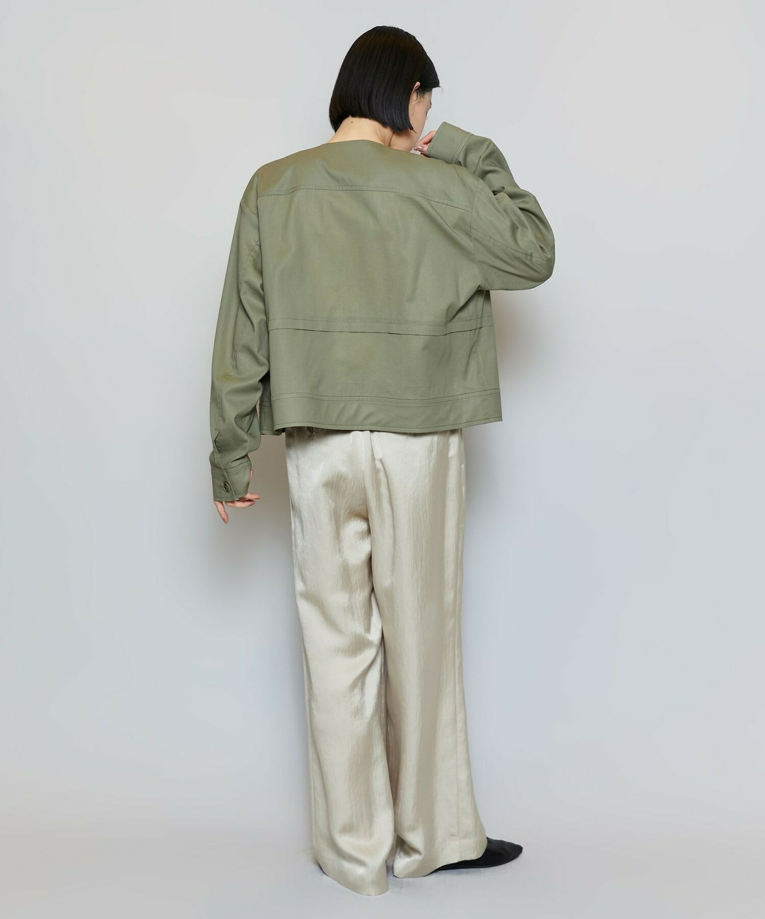 【MOGA】【Lサイズ】クレープサテンワイドパンツ 詳細画像 ベージュ 2