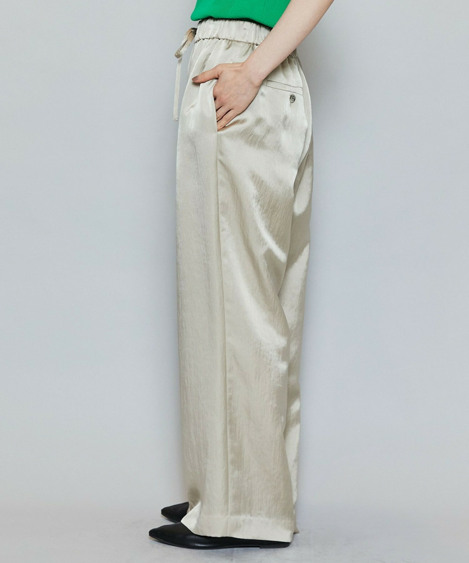 【MOGA】【Lサイズ】クレープサテンワイドパンツ 詳細画像 ベージュ 21