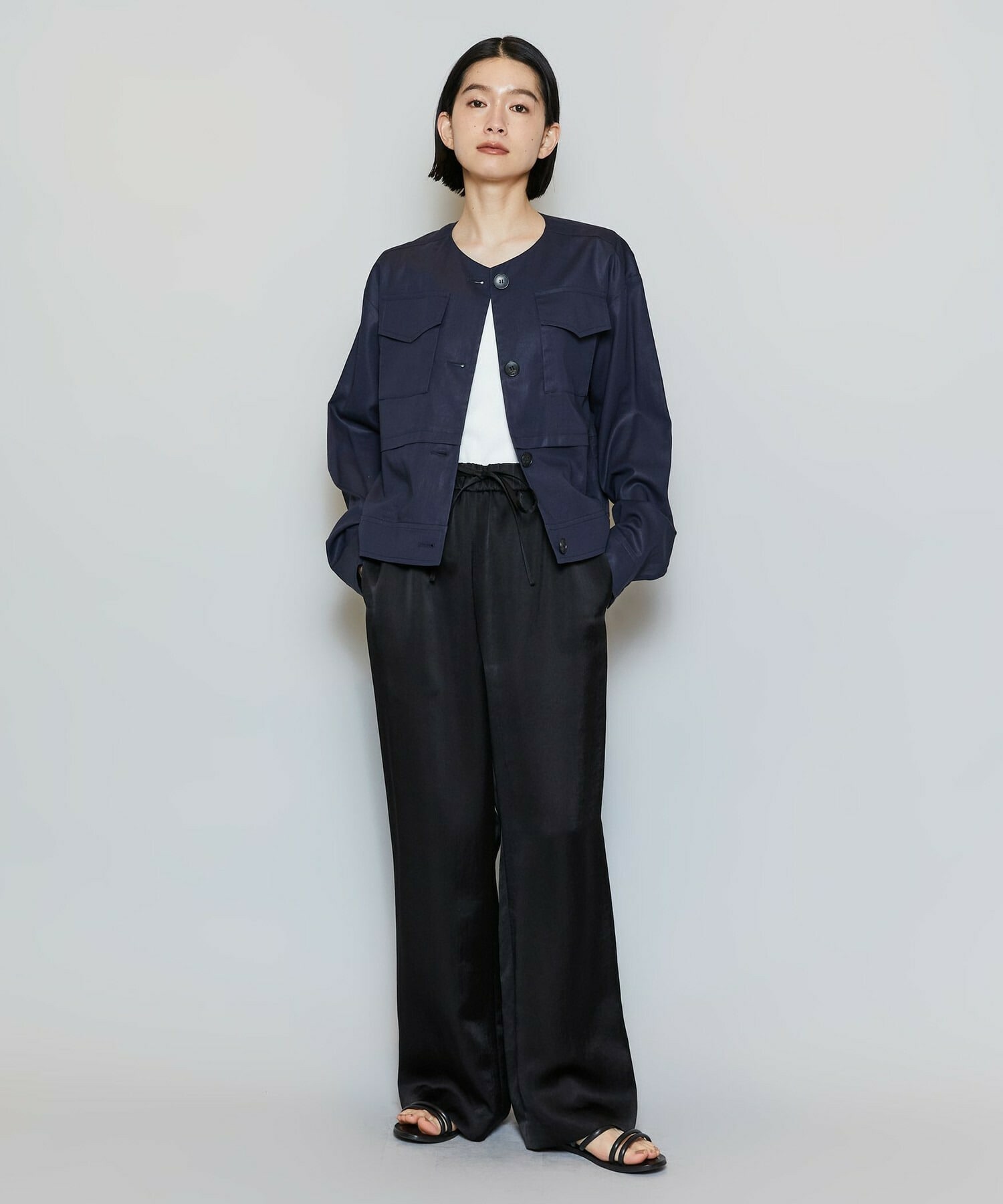 【MOGA】【Lサイズ】クレープサテンワイドパンツ 詳細画像 ベージュ 4