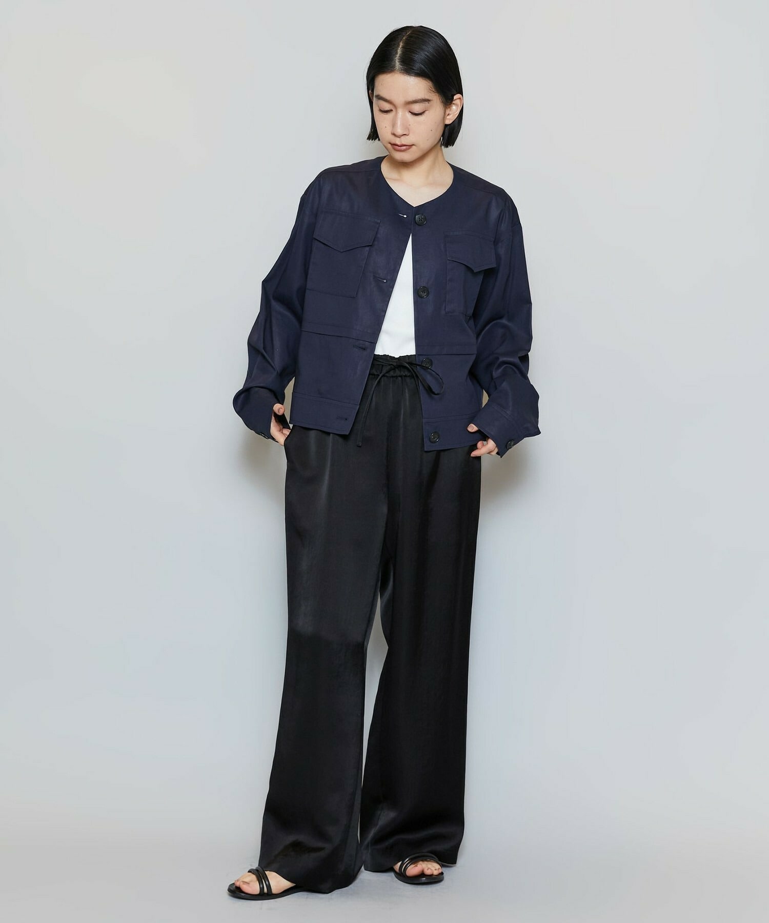 【MOGA】【Lサイズ】クレープサテンワイドパンツ 詳細画像 ベージュ 5