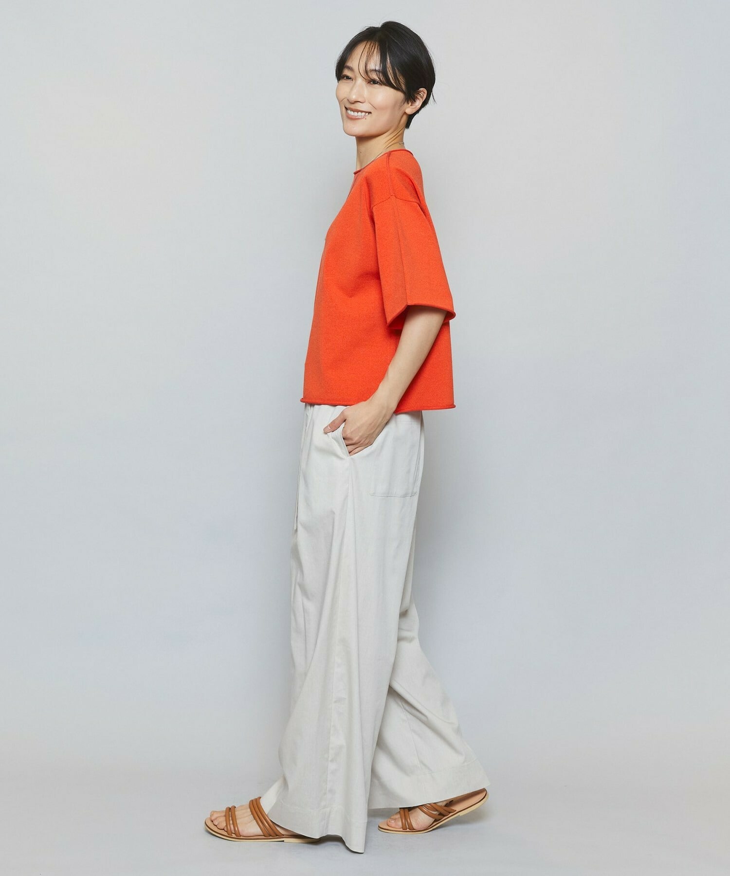 【MOGA】【Lサイズ】ドライリネンストレッチワイドパンツ 詳細画像 ブラック 13