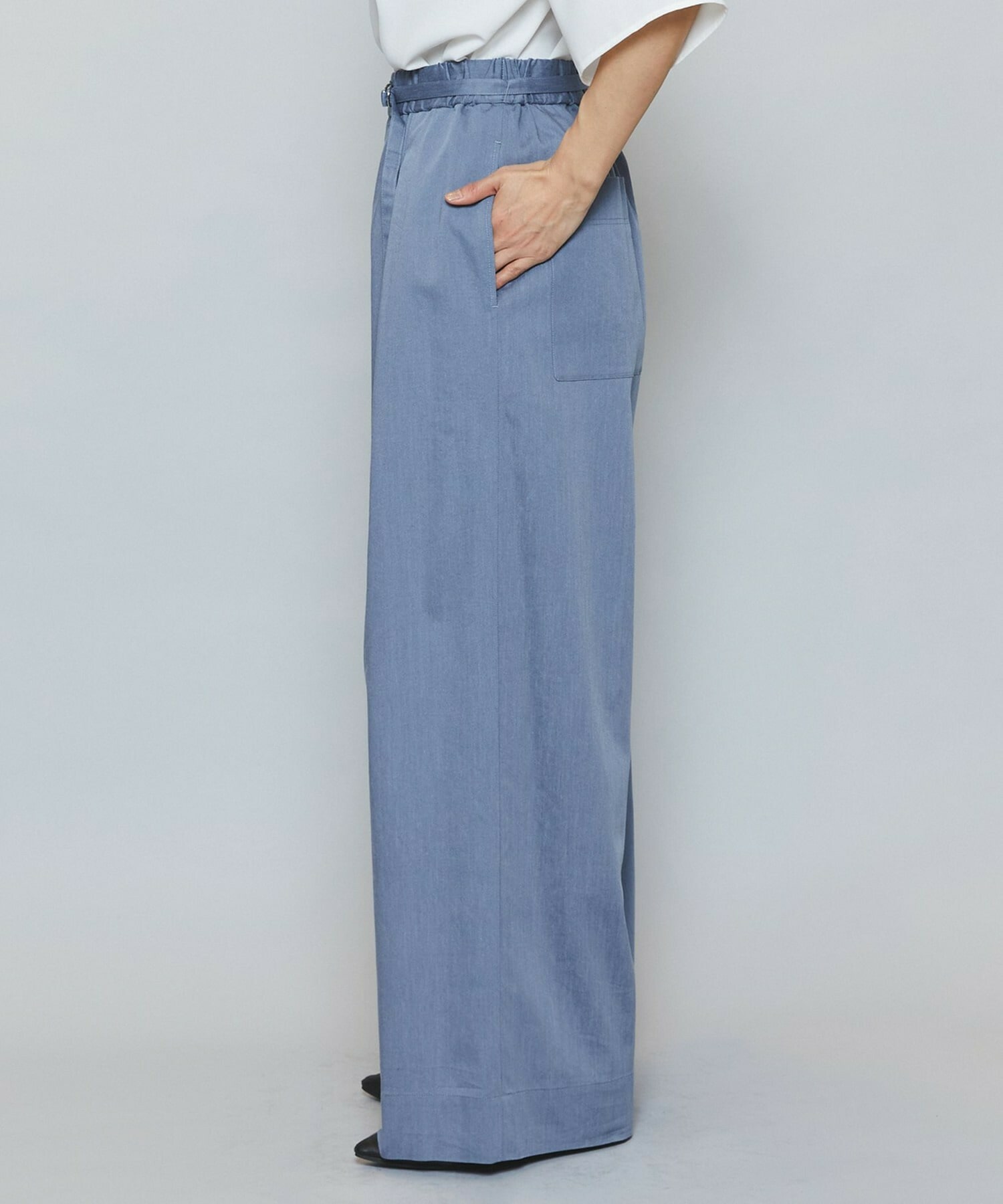 【MOGA】【Lサイズ】ドライリネンストレッチワイドパンツ 詳細画像 ブラック 23