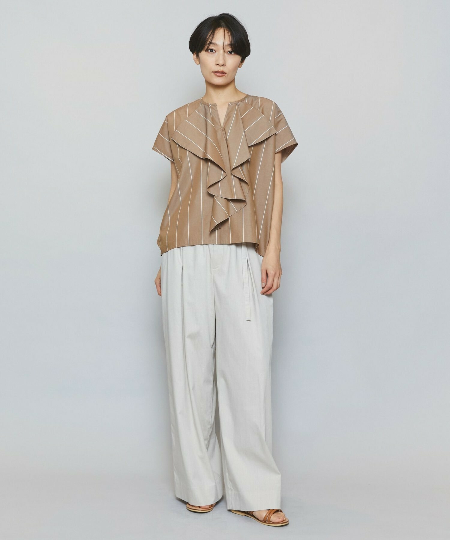 【MOGA】【Lサイズ】ドライリネンストレッチワイドパンツ 詳細画像 ブラック 9