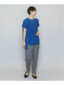 【MOGA】【Lサイズ】ソフトツイルストライプセンタープレステーパードパンツ 詳細画像 グレー系その他 14