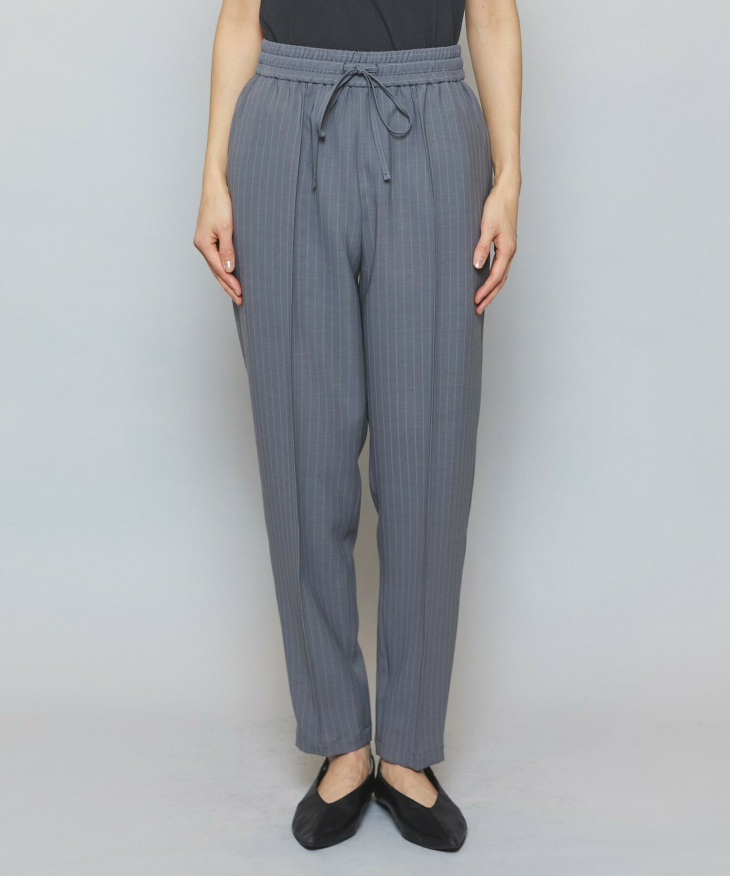 【MOGA】【Lサイズ】ソフトツイルストライプセンタープレステーパードパンツ 詳細画像 グレー系その他 17