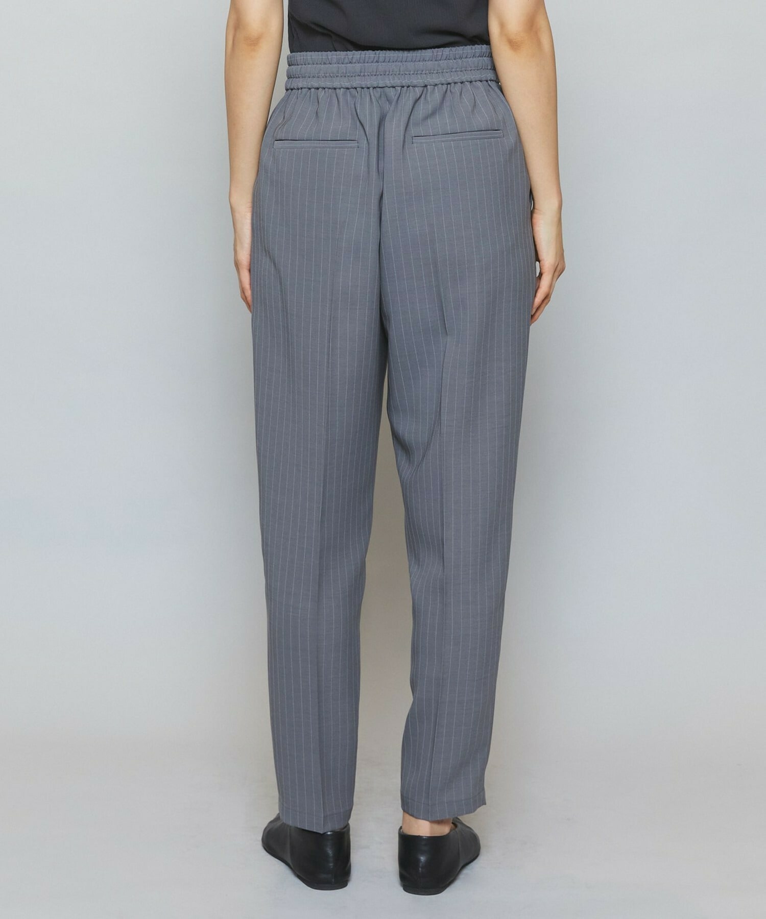 【MOGA】【Lサイズ】ソフトツイルストライプセンタープレステーパードパンツ 詳細画像 グレー系その他 20
