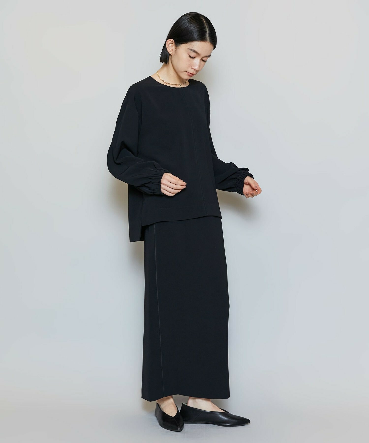 【MOGA】【Lサイズ】マカロンツイルストレートロングスカート 詳細画像 ブラック 16