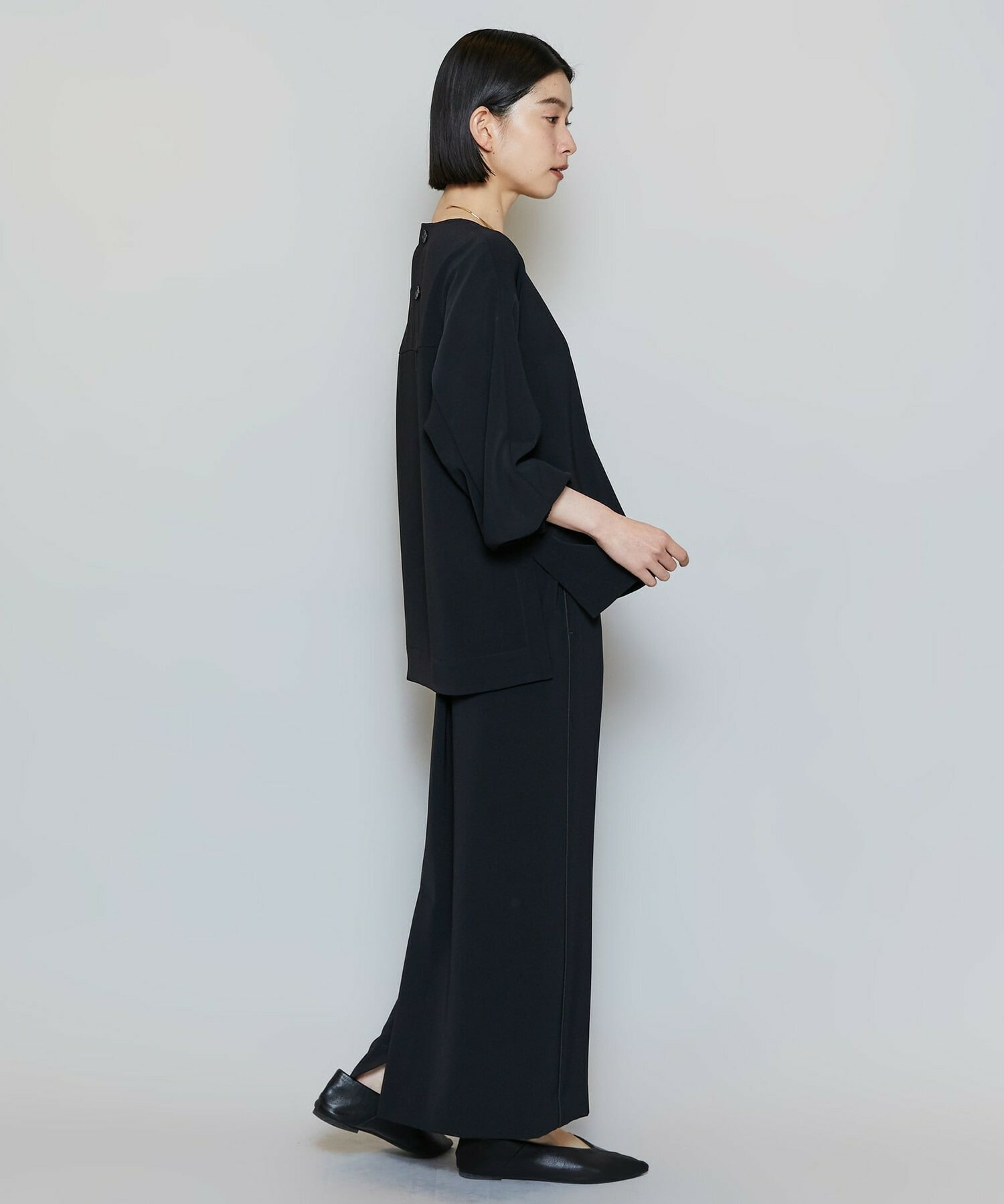 【MOGA】【Lサイズ】マカロンツイルストレートロングスカート 詳細画像 ブラック 7