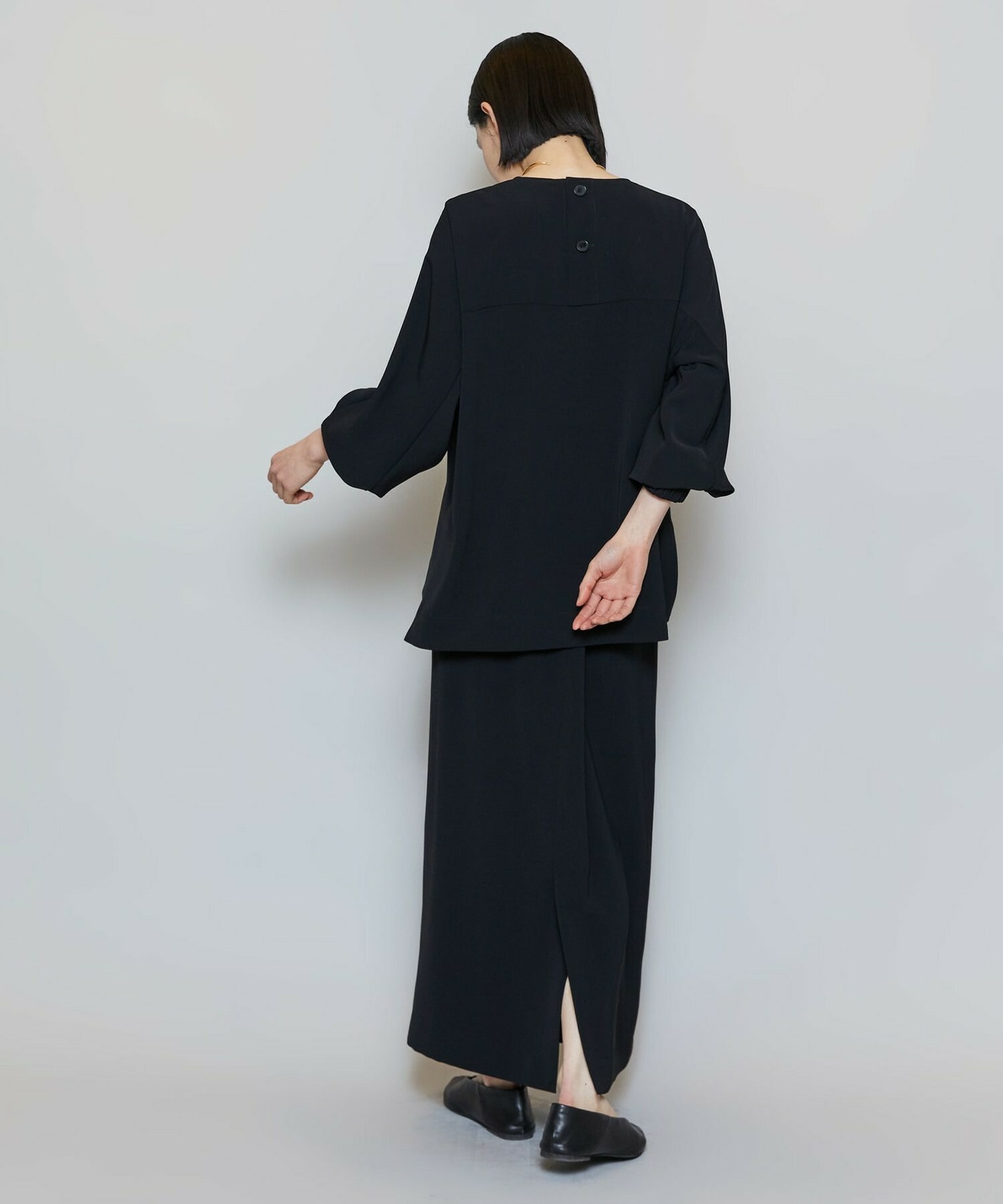 【MOGA】【Lサイズ】マカロンツイルストレートロングスカート 詳細画像 ブラック 9