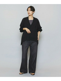 【MOGA】【Lサイズ】ハイゲージシアーラグランスリーブカーディガン 詳細画像 ブラック 2