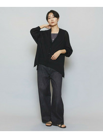 【MOGA】【Lサイズ】ハイゲージシアーラグランスリーブカーディガン 詳細画像 ブラック 3