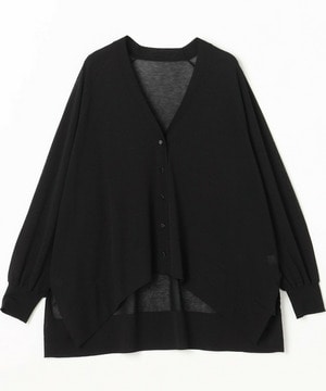 【MOGA】【Lサイズ】ハイゲージシアーラグランスリーブカーディガン 詳細画像 ブラック 1
