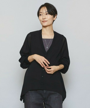 【MOGA】【Lサイズ】ハイゲージシアーラグランスリーブカーディガン 詳細画像 ブラック 2