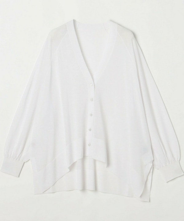 【Lサイズ】ハイゲージシアーラグランスリーブカーディガン 詳細画像 ホワイト 1