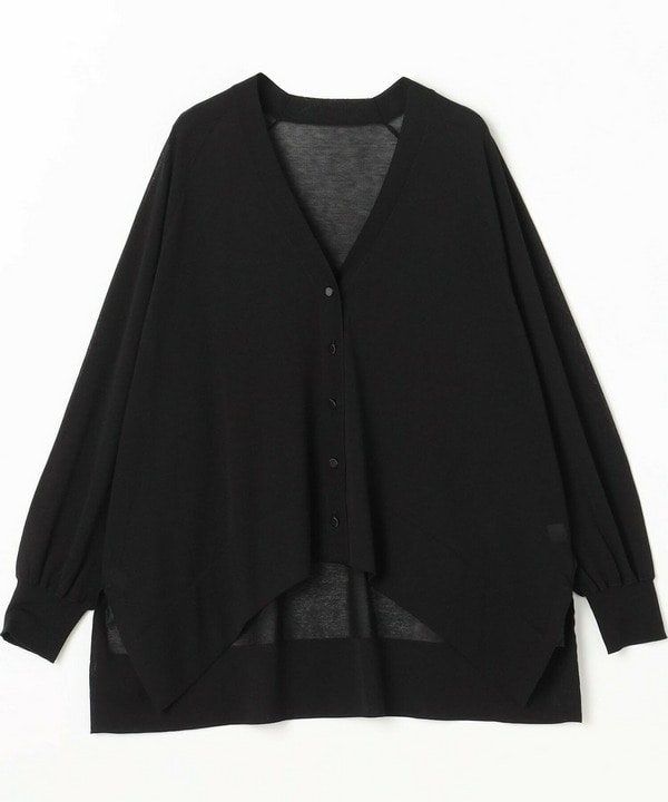 【Lサイズ】ハイゲージシアーラグランスリーブカーディガン 詳細画像 ブラック 1