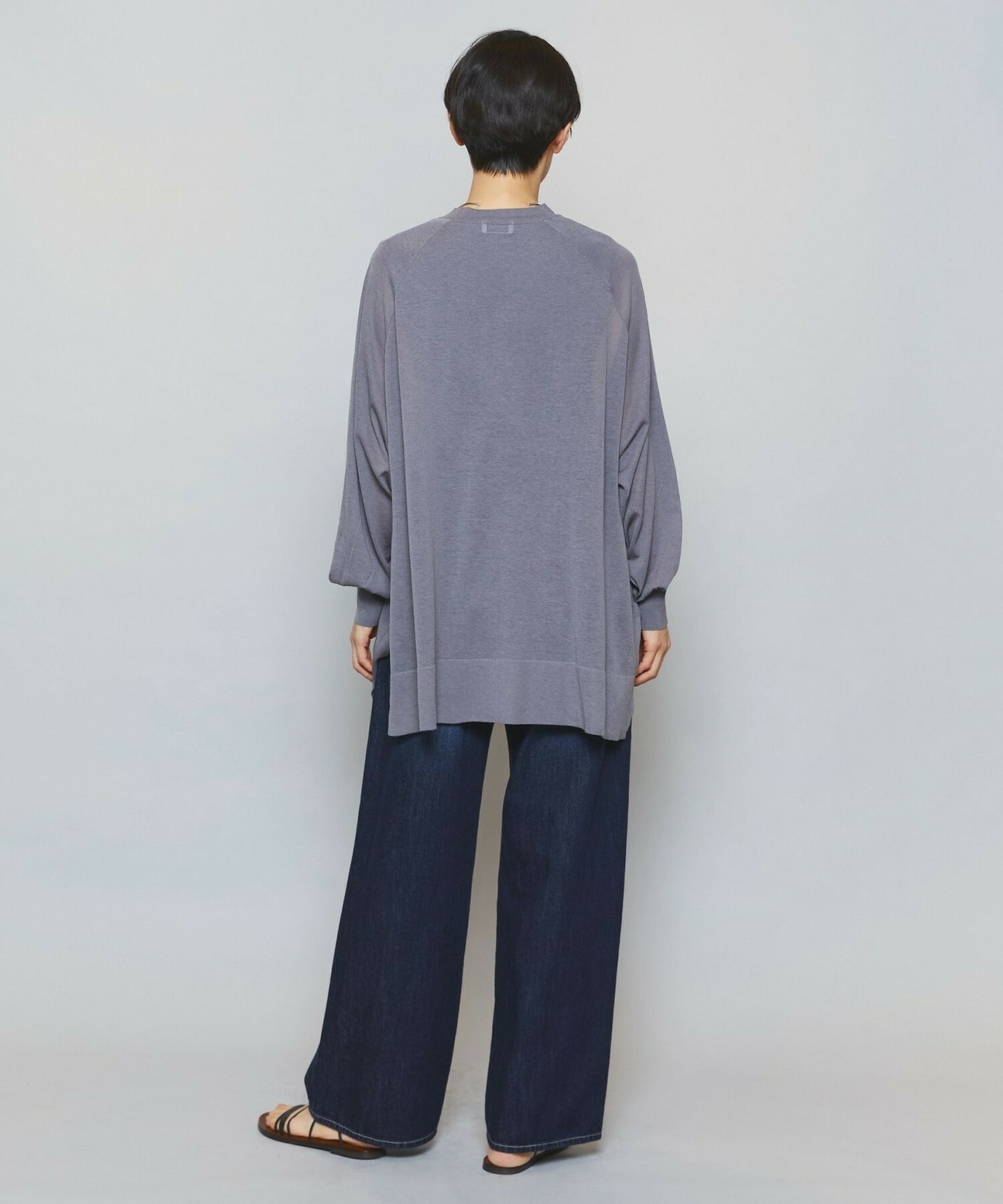 【MOGA】【Lサイズ】ハイゲージシアーラグランスリーブカーディガン 詳細画像 ブラック 16