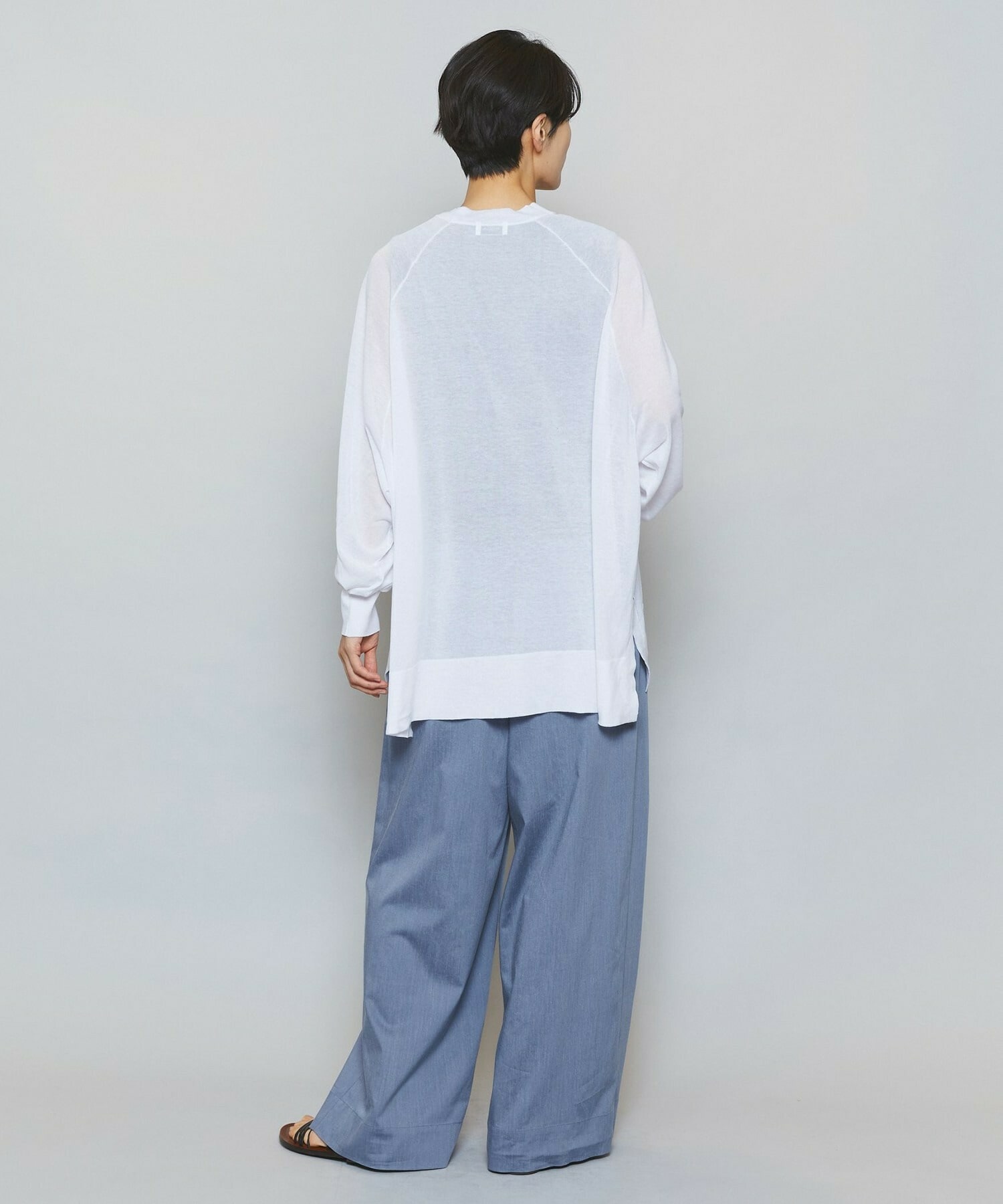 【MOGA】【Lサイズ】ハイゲージシアーラグランスリーブカーディガン 詳細画像 ブラック 9