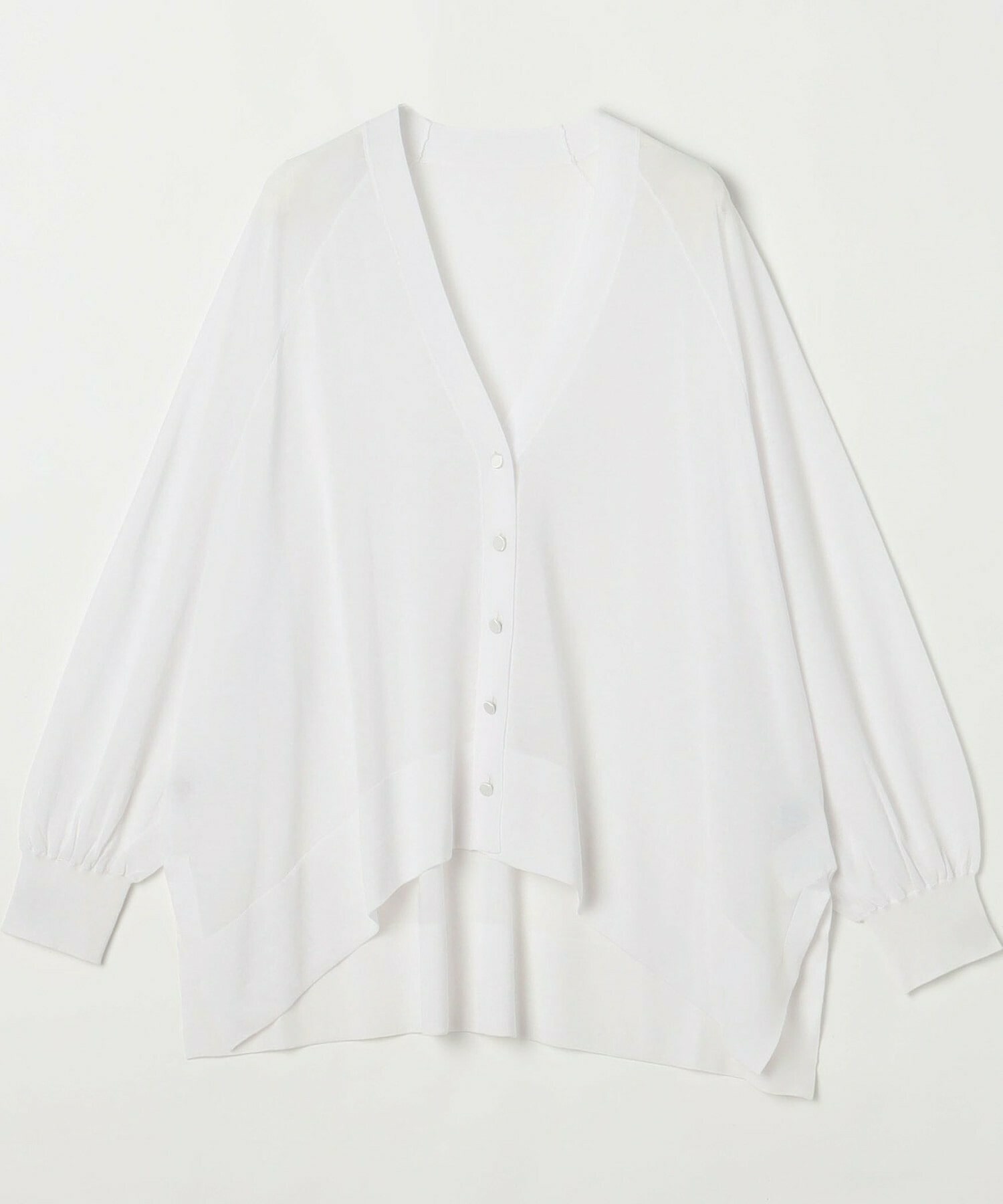 【MOGA】【Lサイズ】ハイゲージシアーラグランスリーブカーディガン 詳細画像 ホワイト 1