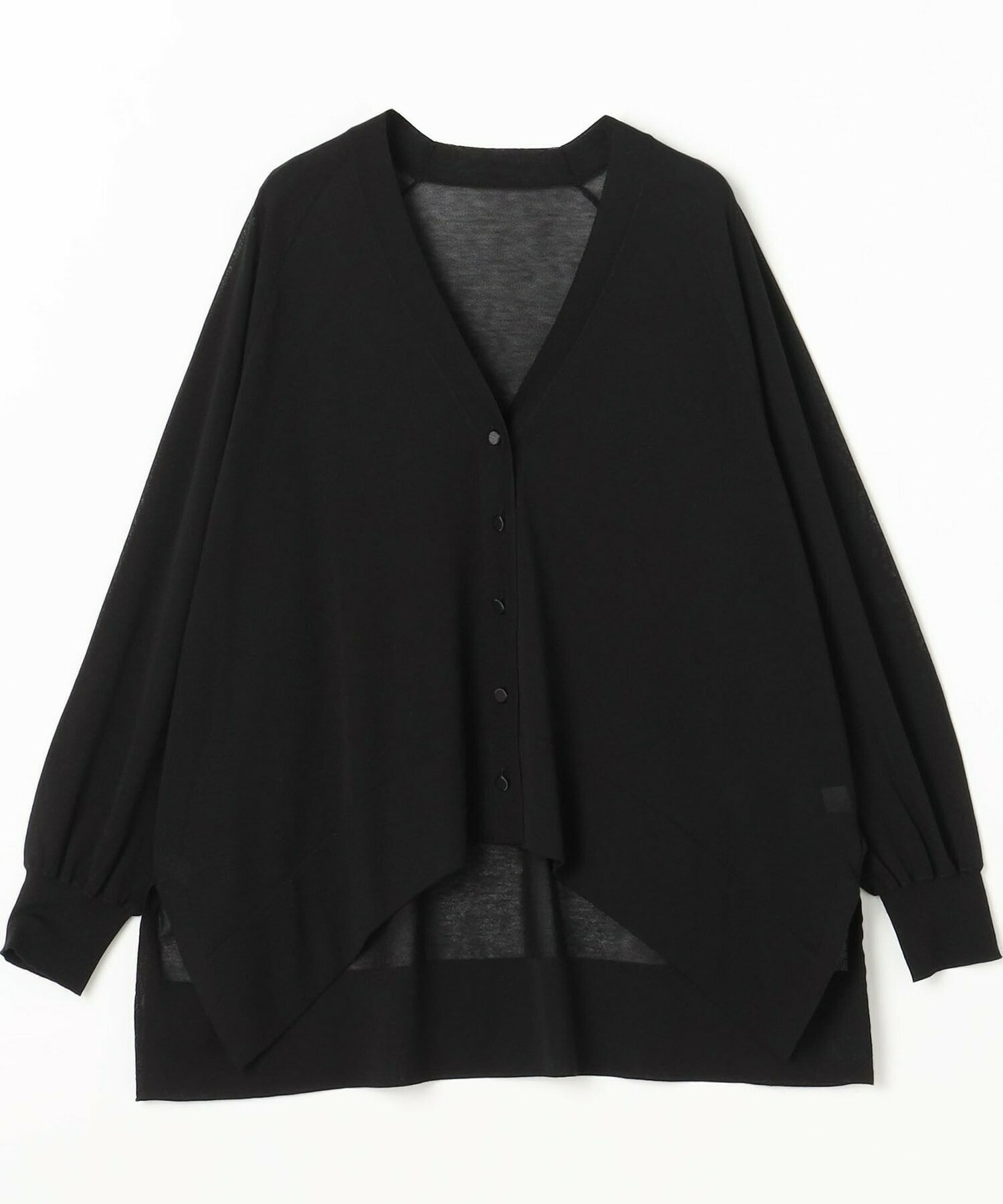 【MOGA】【Lサイズ】ハイゲージシアーラグランスリーブカーディガン 詳細画像 ブラック 1