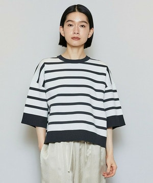 【MOGA】【Lサイズ】リバーシブルボーダーニットトップス 詳細画像 ホワイト系その他 3