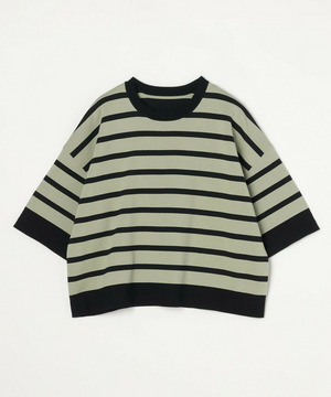 【MOGA】【Lサイズ】リバーシブルボーダーニットトップス 詳細画像 グリーン系その他 1