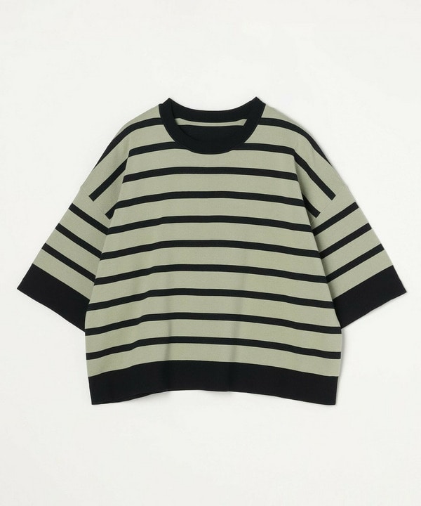 【Lサイズ】リバーシブルボーダーニットトップス 詳細画像 グリーン系その他 1