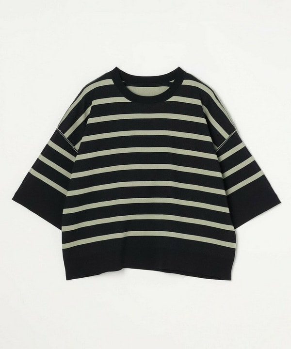 【Lサイズ】リバーシブルボーダーニットトップス 詳細画像 グリーン系その他 2