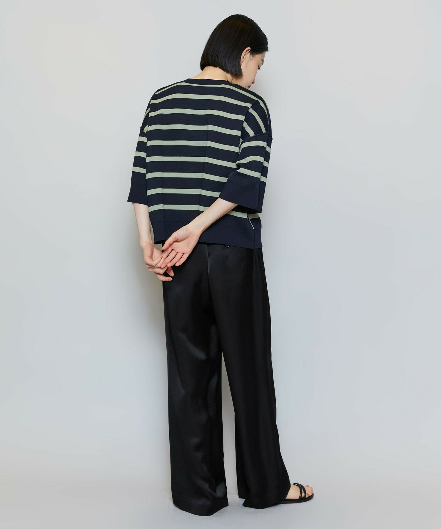 【MOGA】【Lサイズ】リバーシブルボーダーニットトップス 詳細画像 グリーン系その他 10