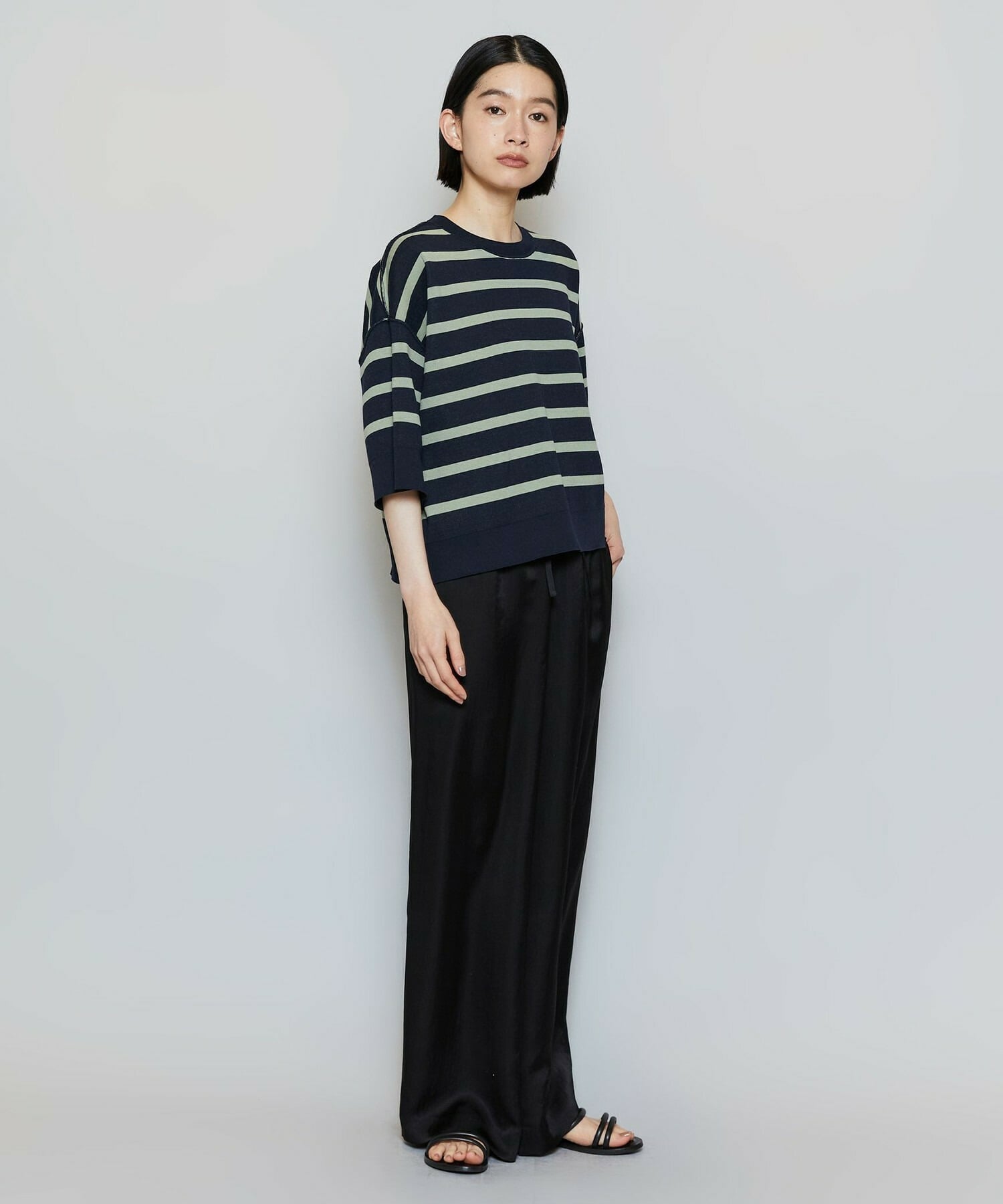 【MOGA】【Lサイズ】リバーシブルボーダーニットトップス 詳細画像 グリーン系その他 11