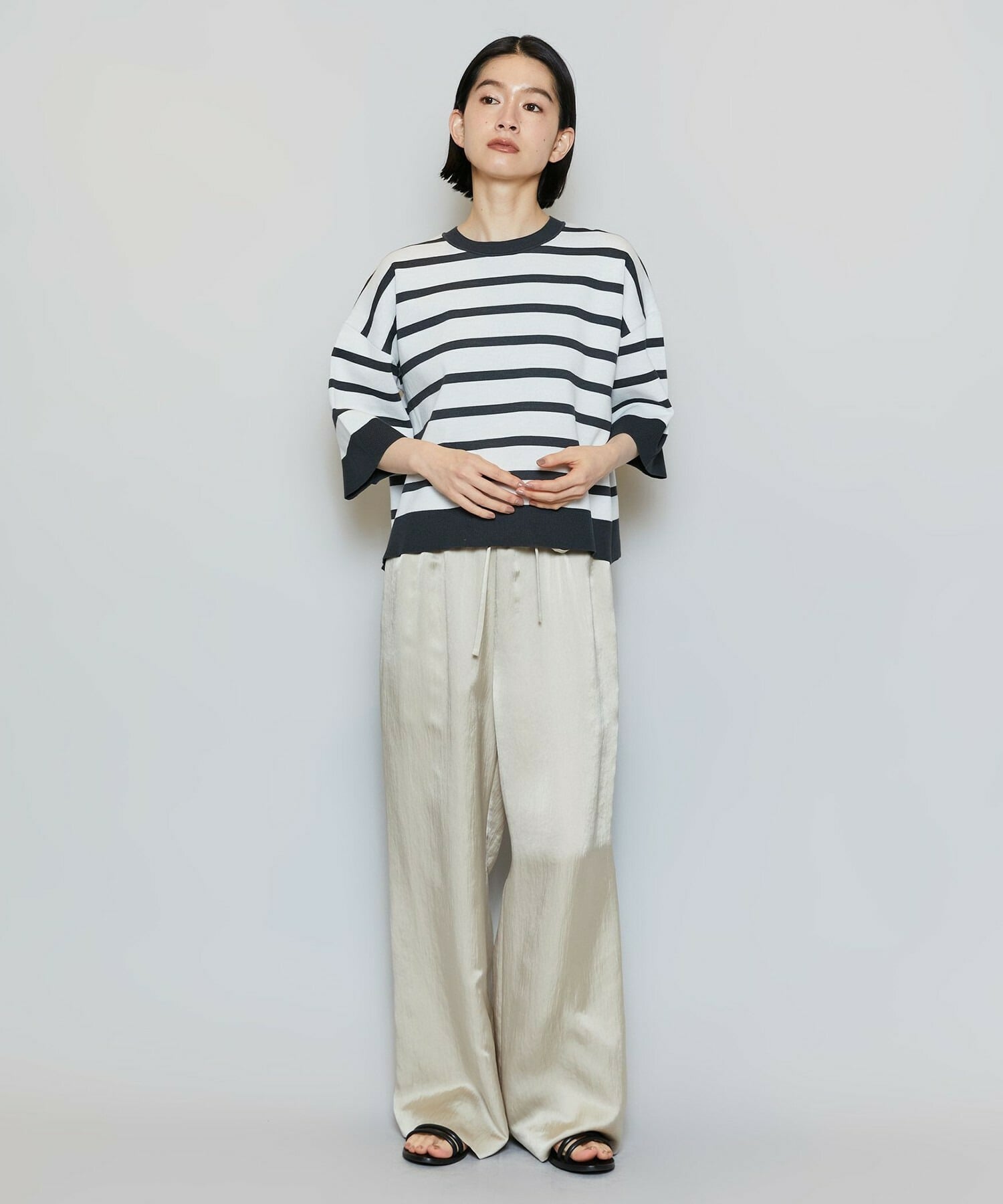 【MOGA】【Lサイズ】リバーシブルボーダーニットトップス 詳細画像 グリーン系その他 14