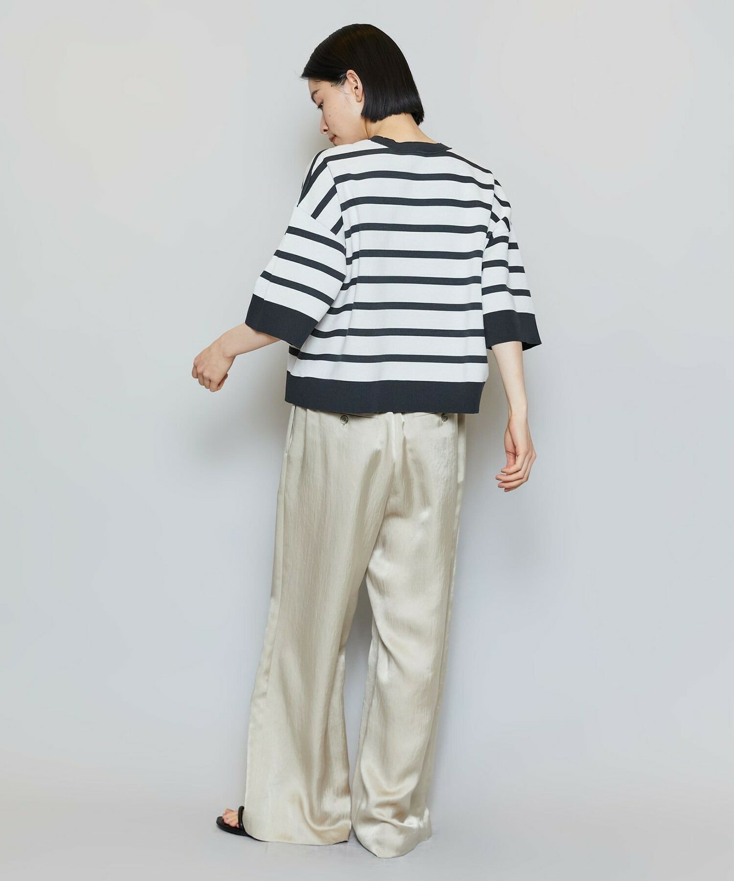 【MOGA】【Lサイズ】リバーシブルボーダーニットトップス 詳細画像 グリーン系その他 16