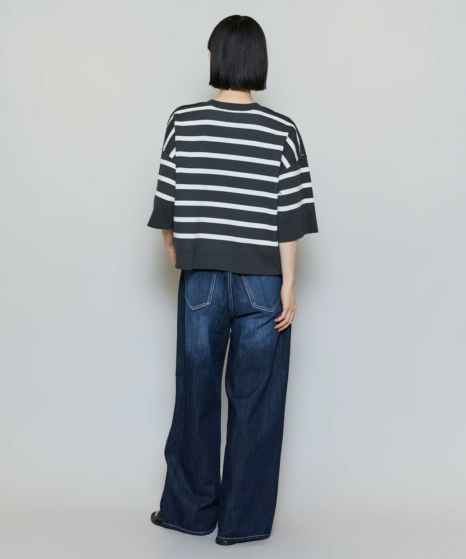 【MOGA】【Lサイズ】リバーシブルボーダーニットトップス 詳細画像 グリーン系その他 3