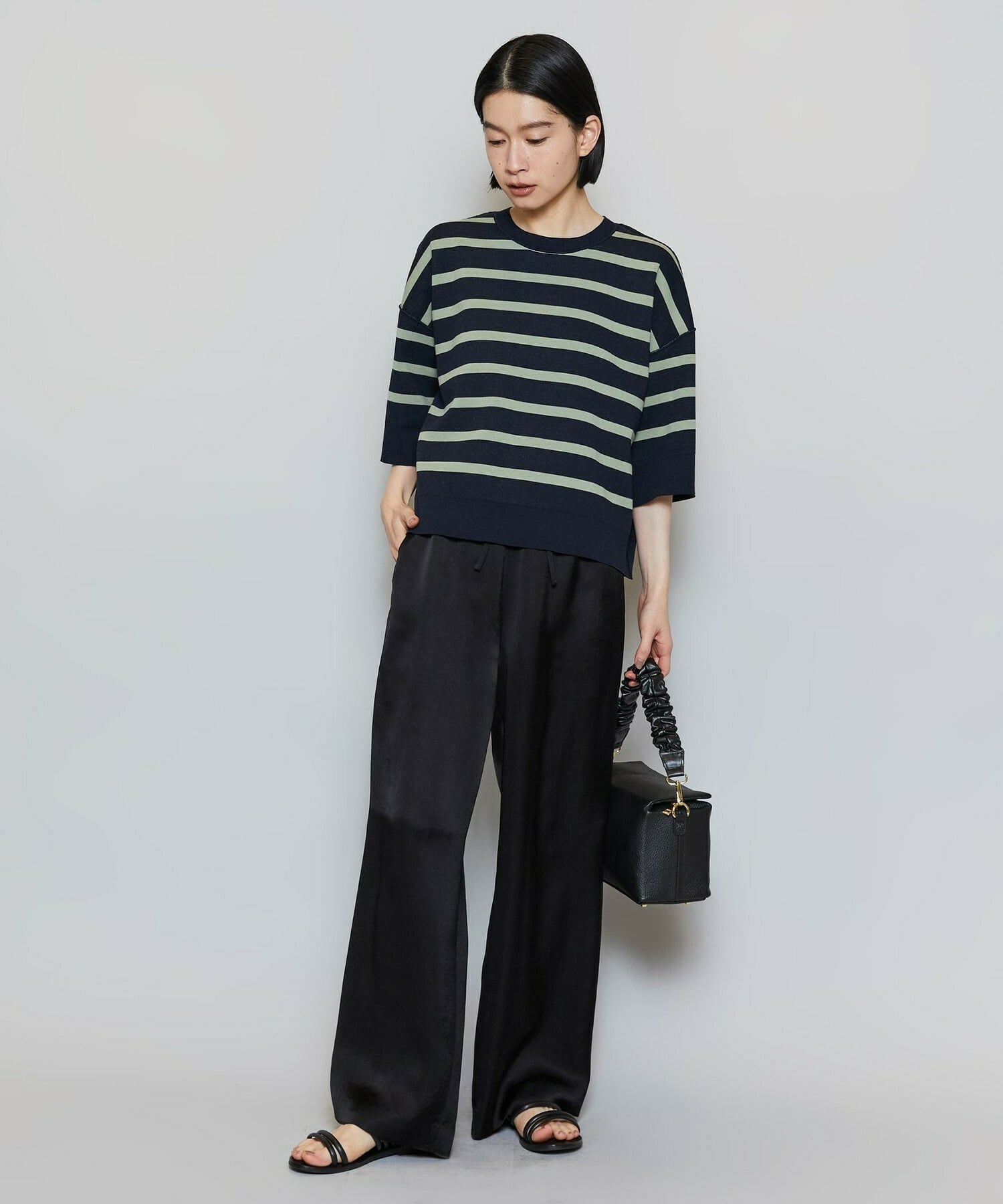 【MOGA】【Lサイズ】リバーシブルボーダーニットトップス 詳細画像 グリーン系その他 6