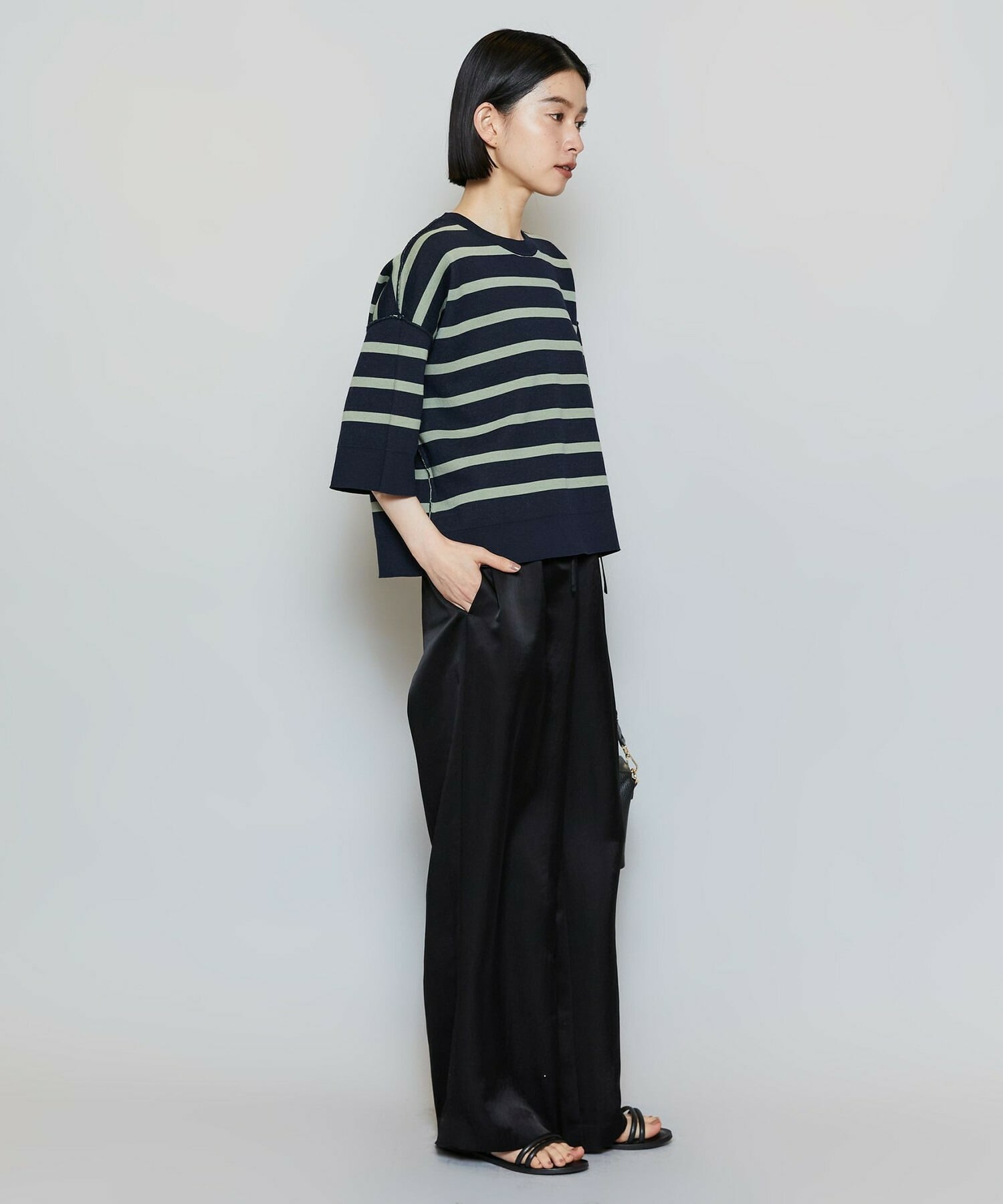 【MOGA】【Lサイズ】リバーシブルボーダーニットトップス 詳細画像 グリーン系その他 7