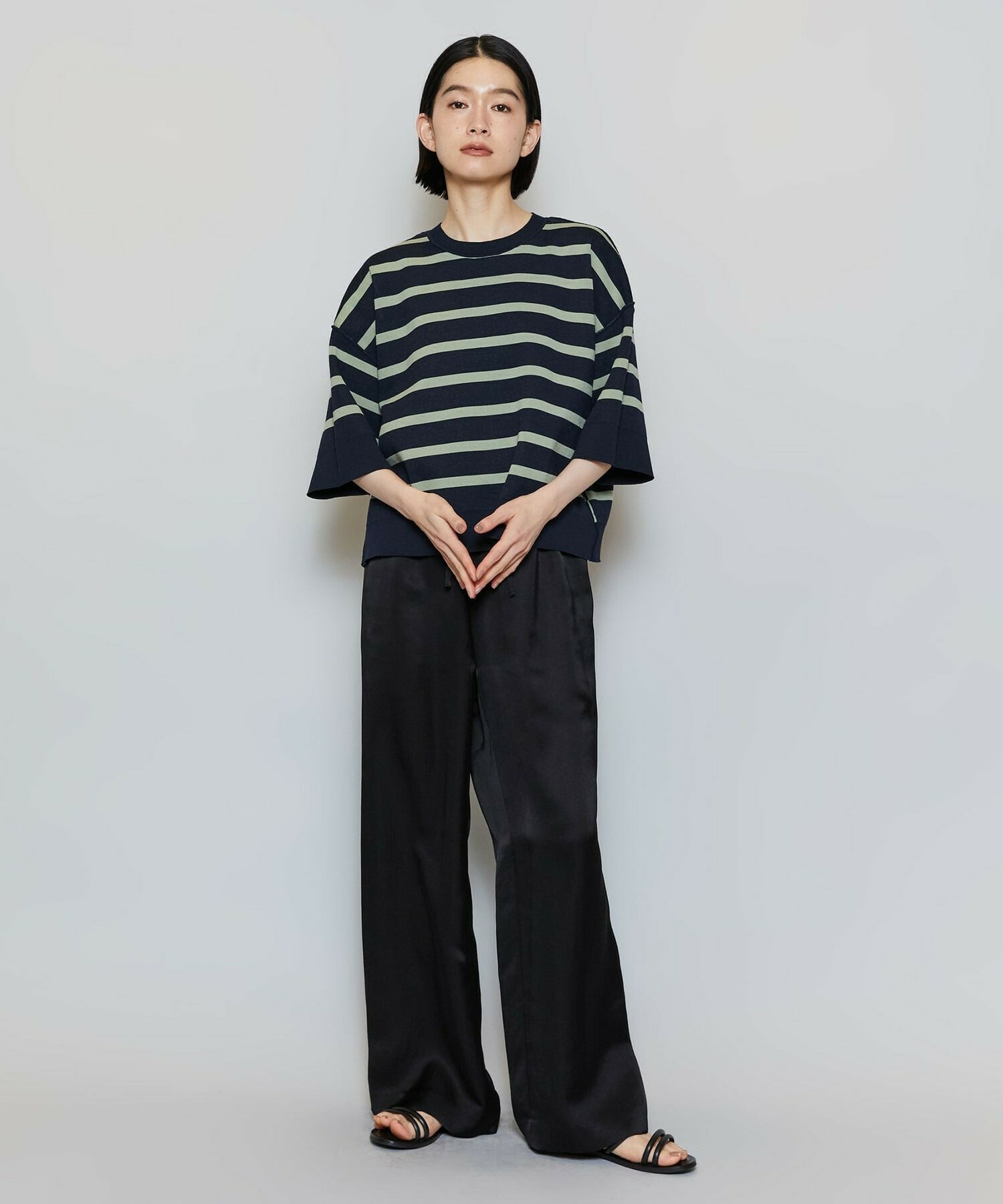 【MOGA】【Lサイズ】リバーシブルボーダーニットトップス 詳細画像 グリーン系その他 8