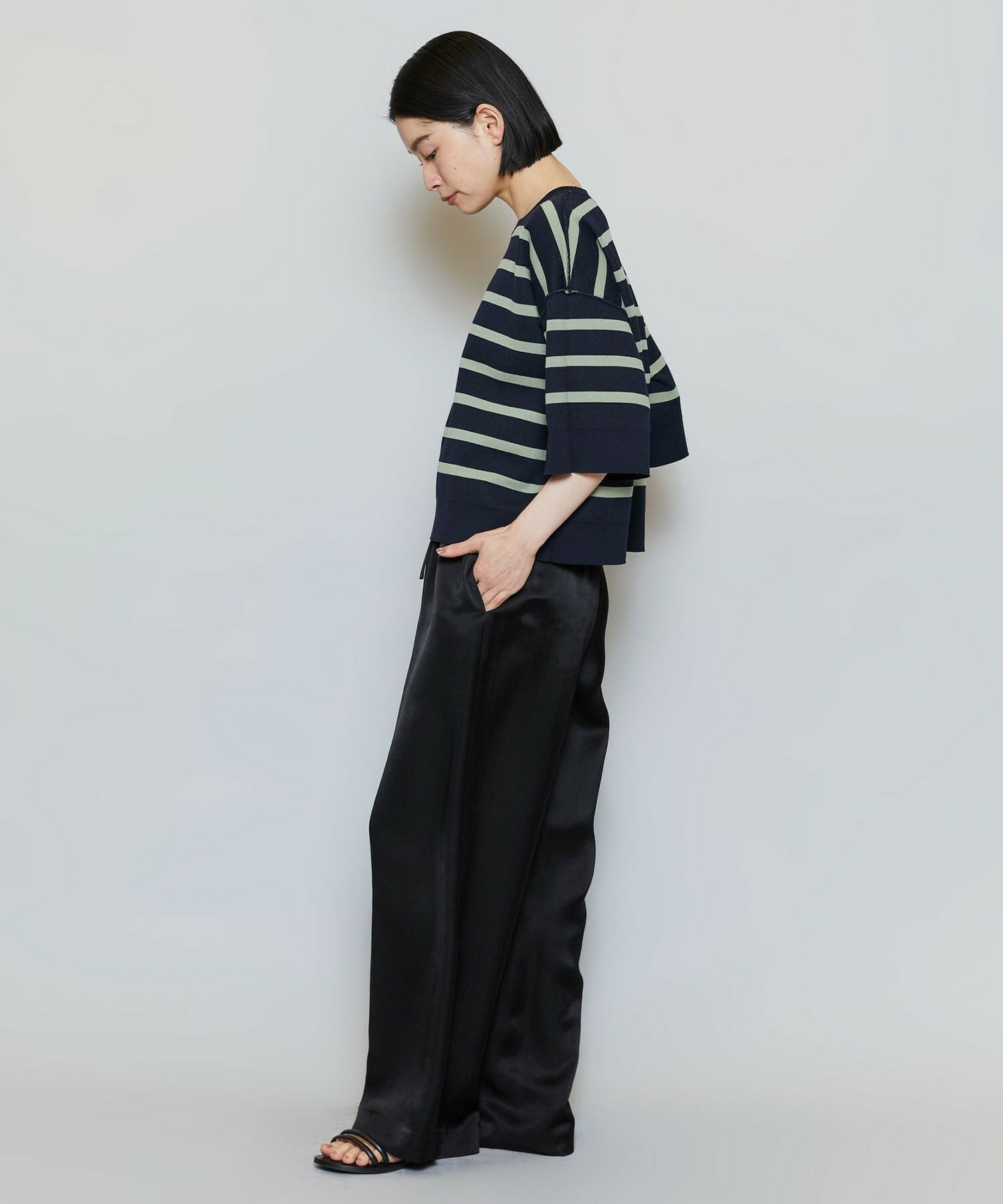 【MOGA】【Lサイズ】リバーシブルボーダーニットトップス 詳細画像 グリーン系その他 9