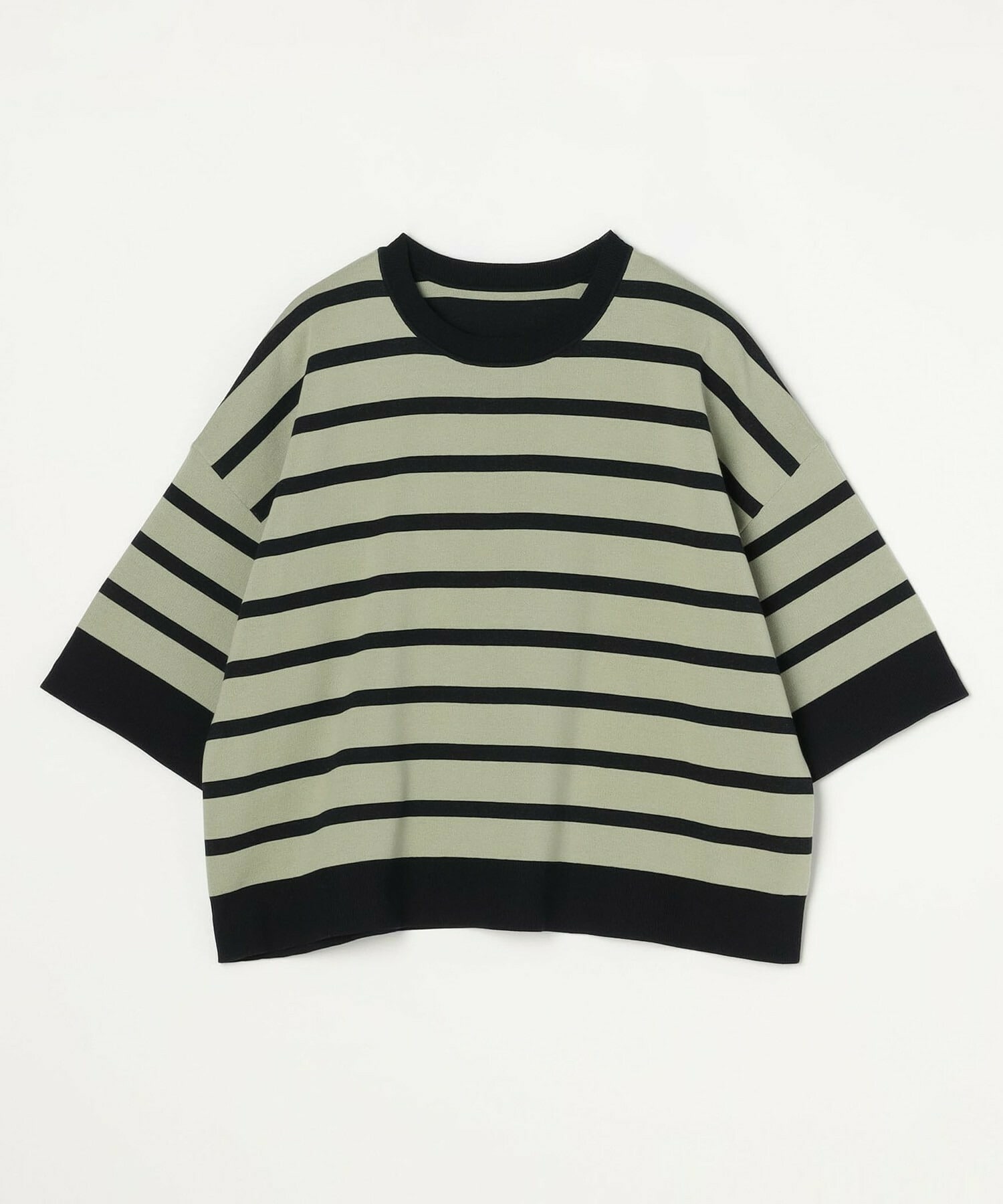 【MOGA】【Lサイズ】リバーシブルボーダーニットトップス 詳細画像 グリーン系その他 1