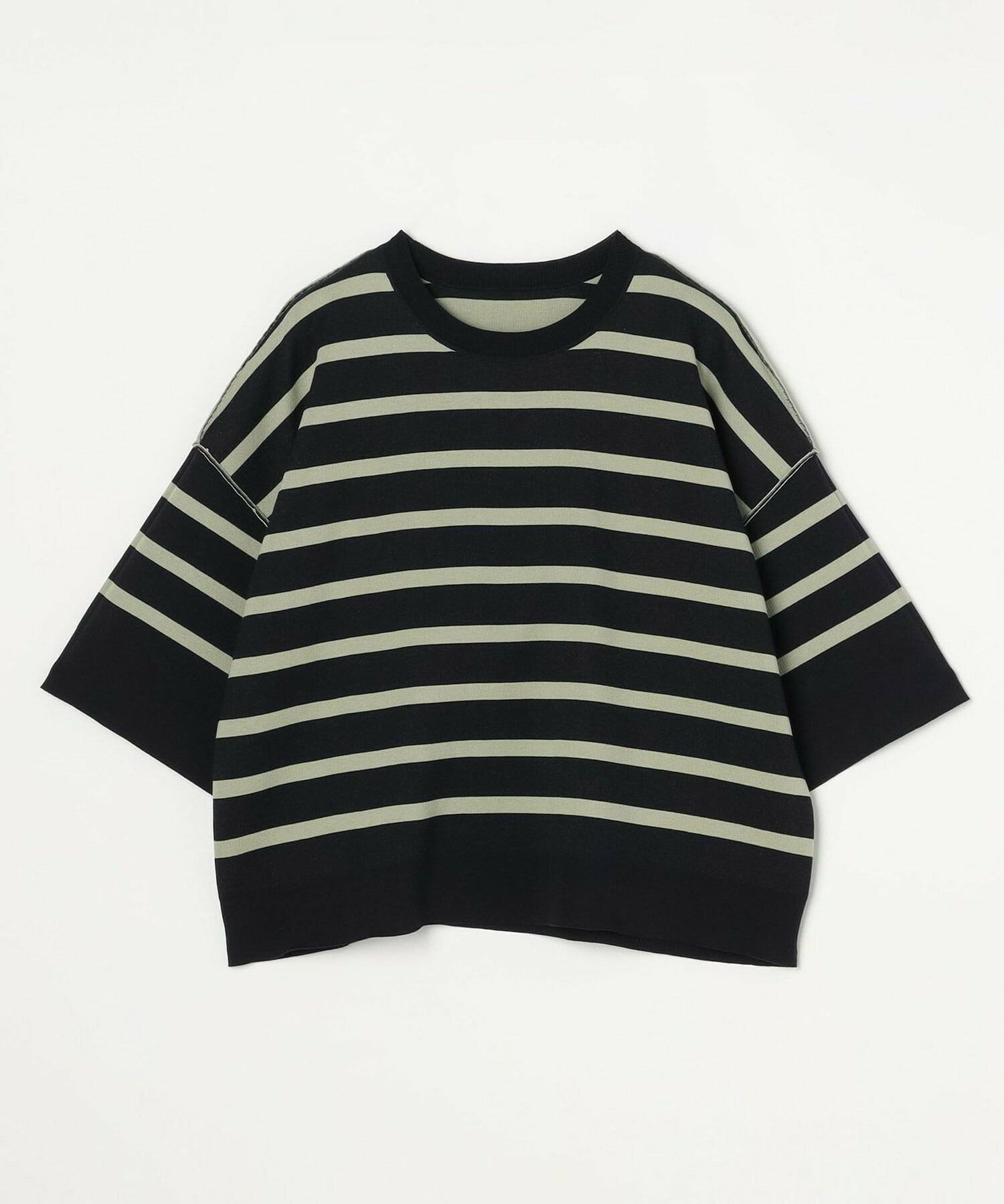 【MOGA】【Lサイズ】リバーシブルボーダーニットトップス 詳細画像 グリーン系その他 2