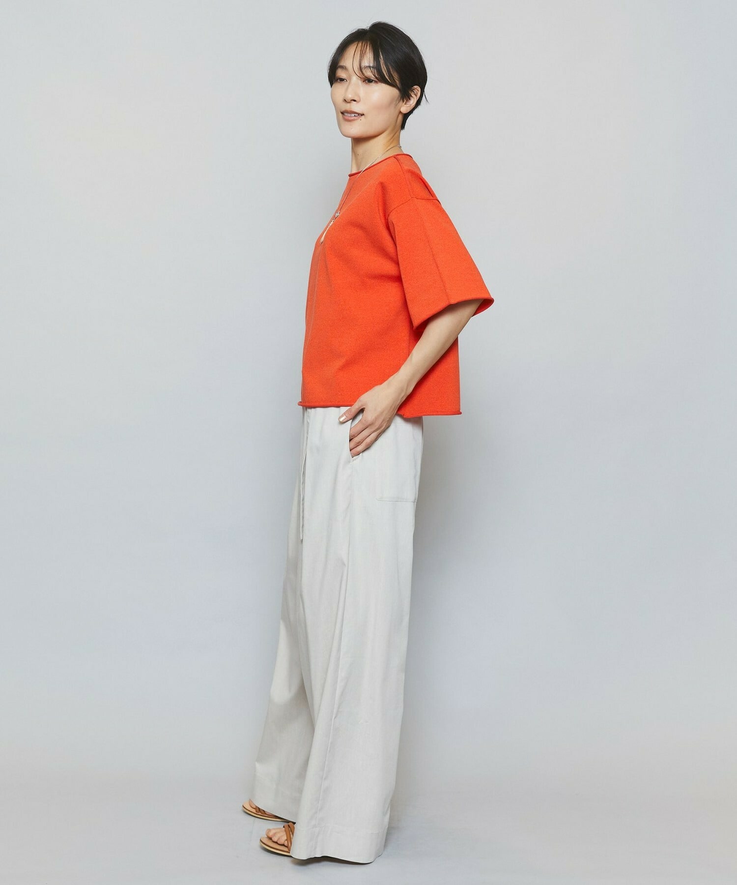 【MOGA】【Lサイズ】カーリングニットクロップドトップス 詳細画像 オレンジ 15