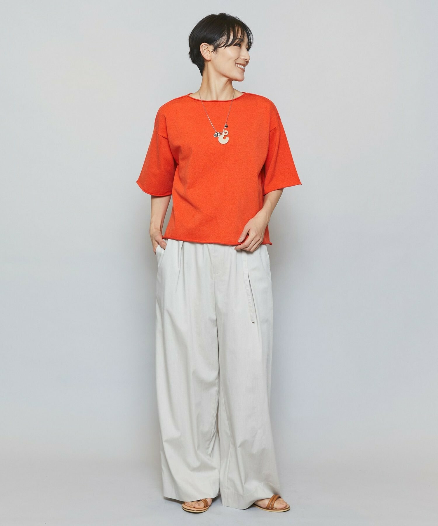 【MOGA】【Lサイズ】カーリングニットクロップドトップス 詳細画像 オレンジ 17