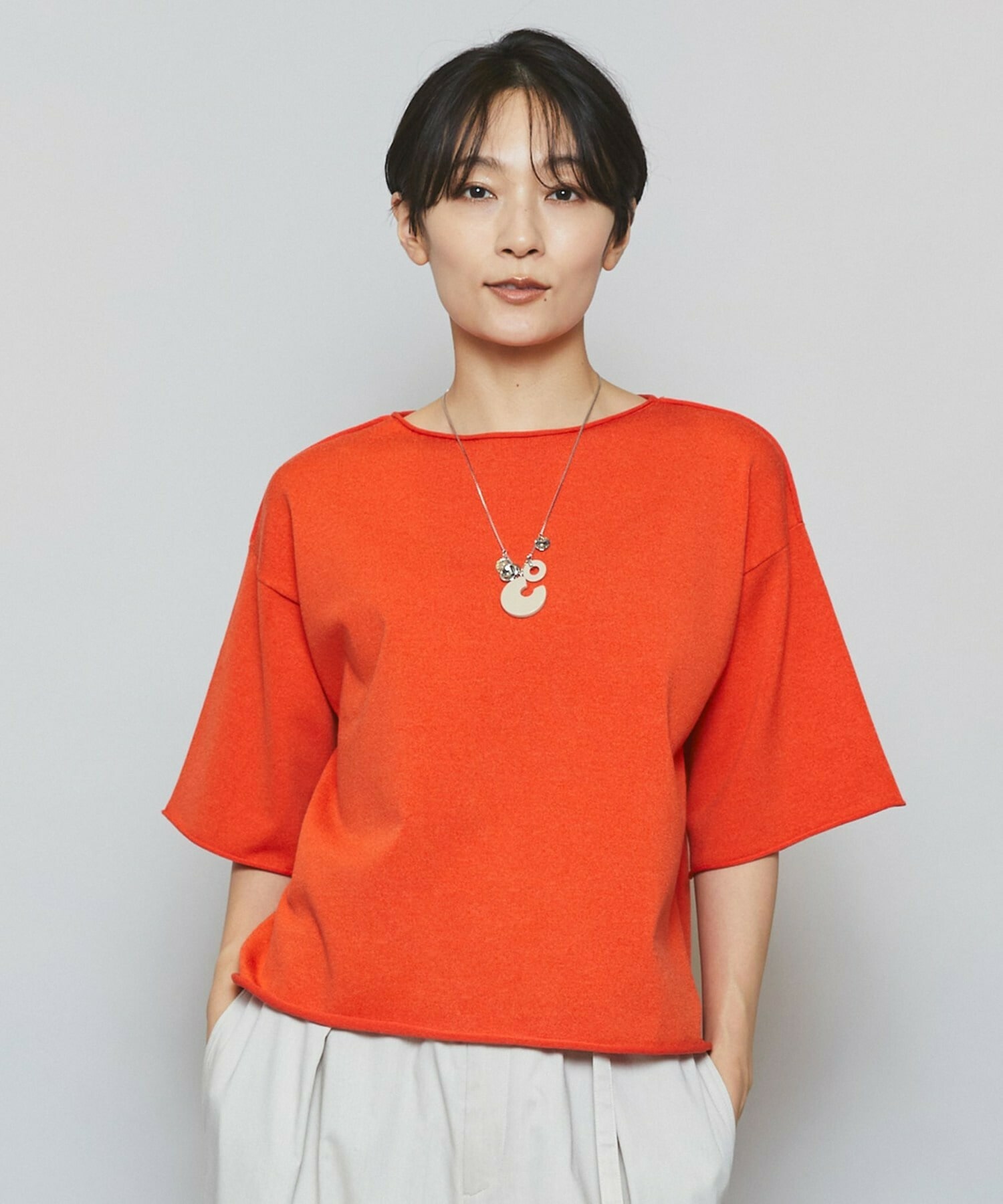 【MOGA】【Lサイズ】カーリングニットクロップドトップス 詳細画像 オレンジ 2