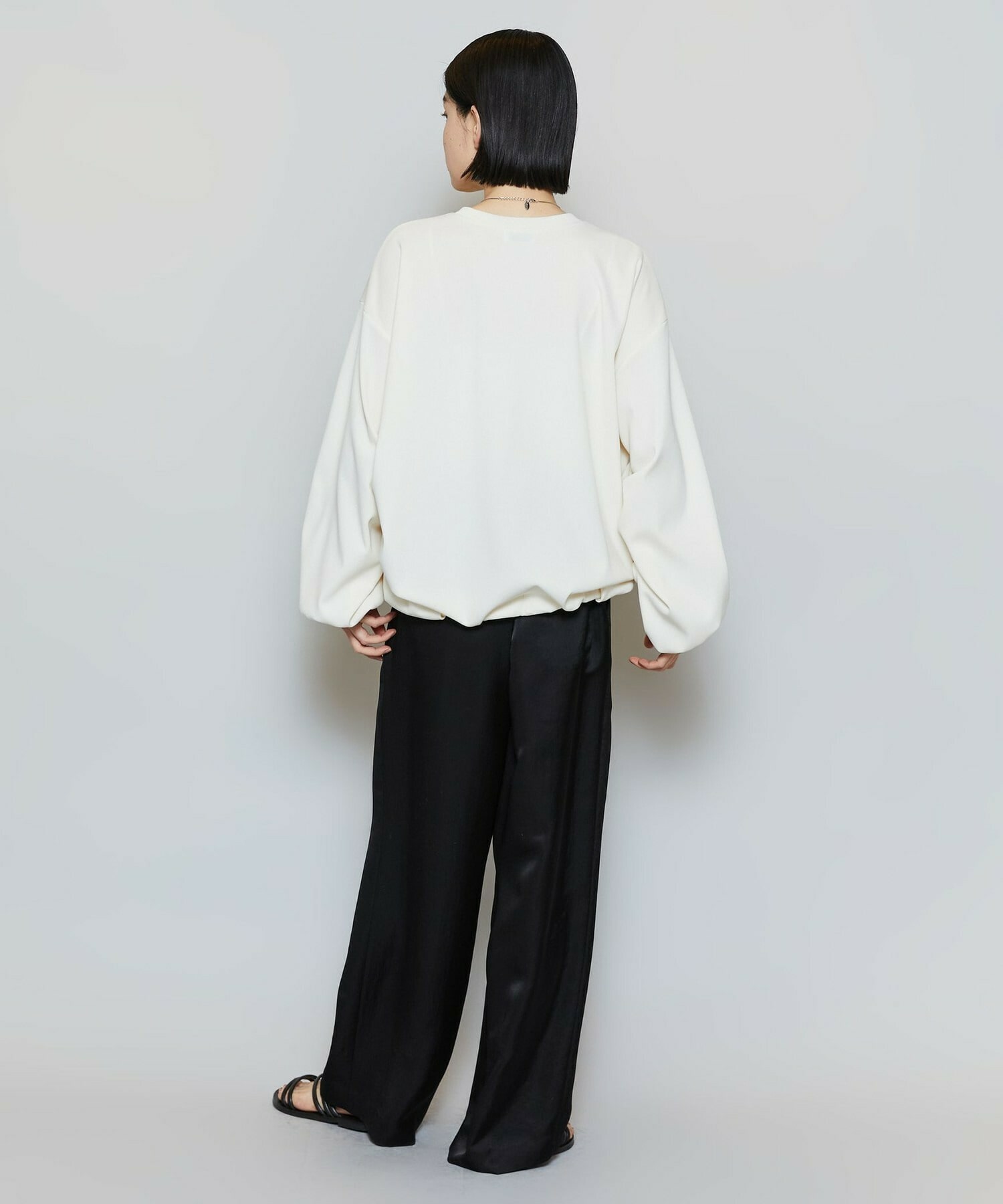 【MOGA】【Lサイズ】ストレッチフライスギャザータックトップス 詳細画像 オフホワイト 16