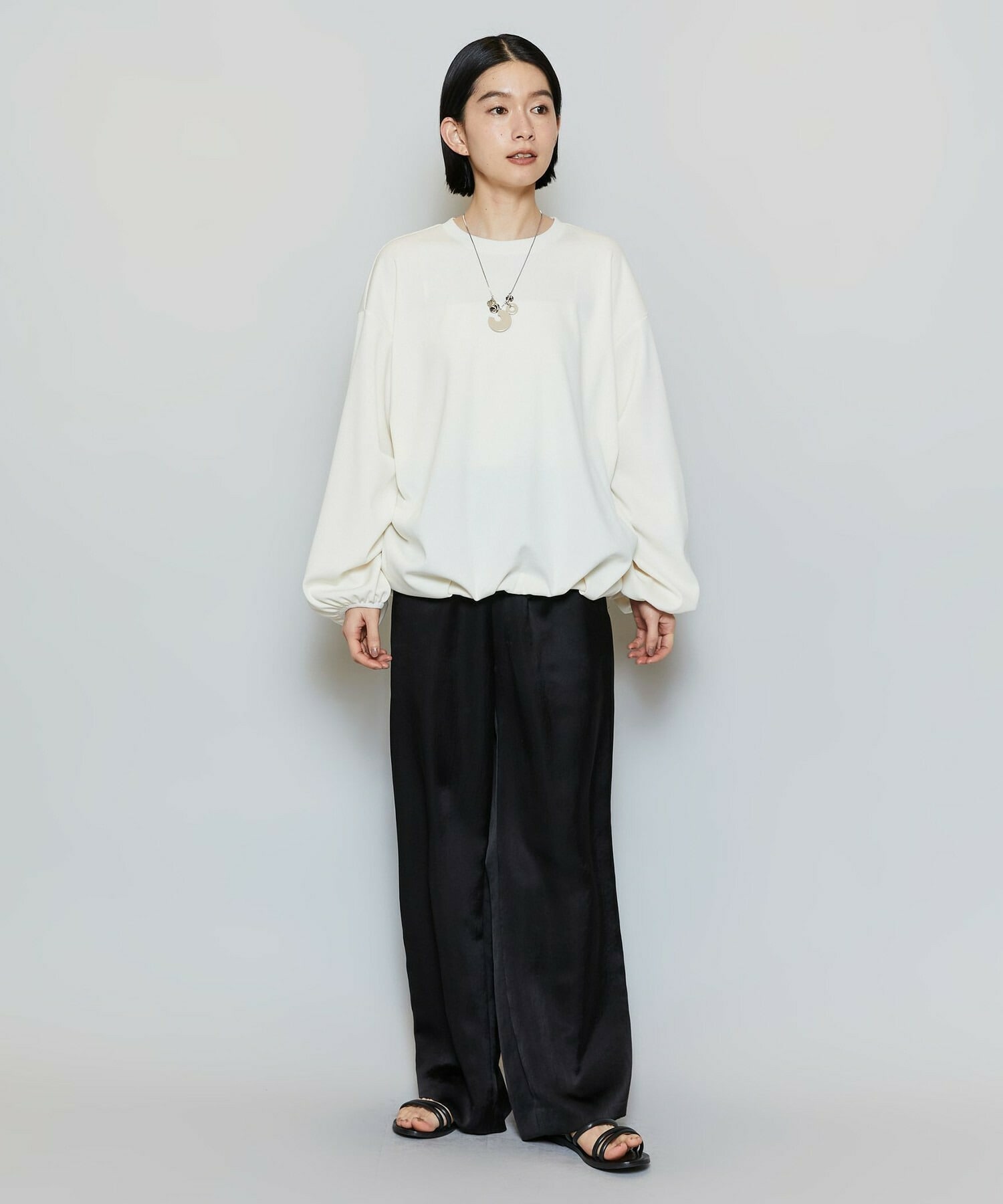 【MOGA】【Lサイズ】ストレッチフライスギャザータックトップス 詳細画像 オフホワイト 20