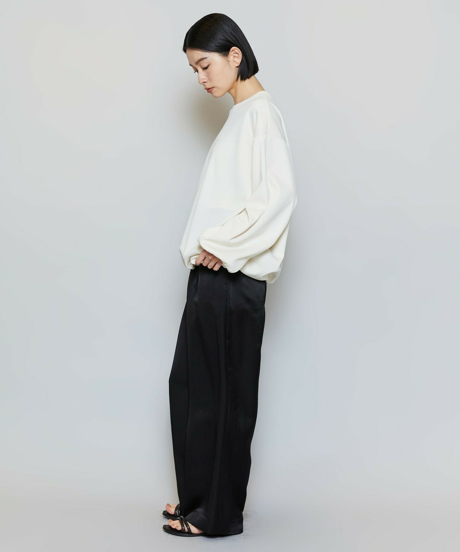 【MOGA】【Lサイズ】ストレッチフライスギャザータックトップス 詳細画像 オフホワイト 6