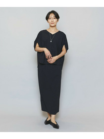 【MOGA】【Lサイズ】クールトリコットVネックドルマンスリーブトップス 詳細画像 ブラック 1