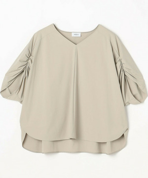 【MOGA】【Lサイズ】クールトリコットVネックドルマンスリーブトップス 詳細画像 ベージュ 1