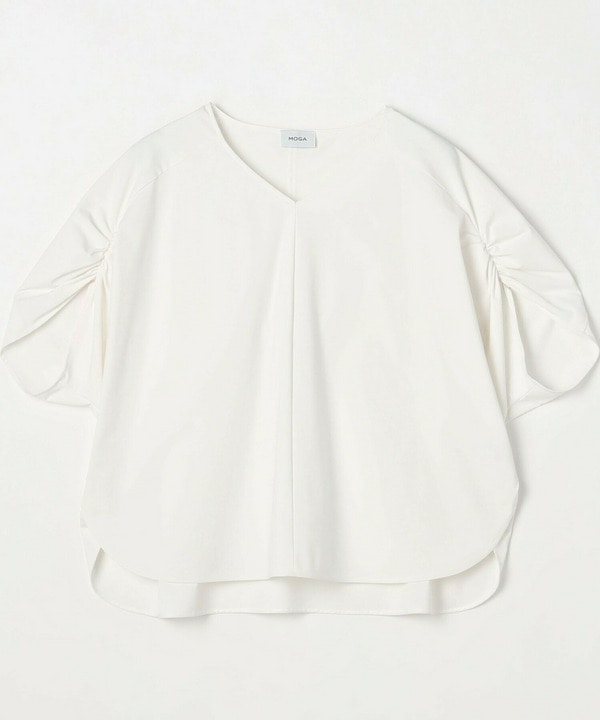 【Lサイズ】クールトリコットVネックドルマンスリーブトップス 詳細画像 ホワイト 1