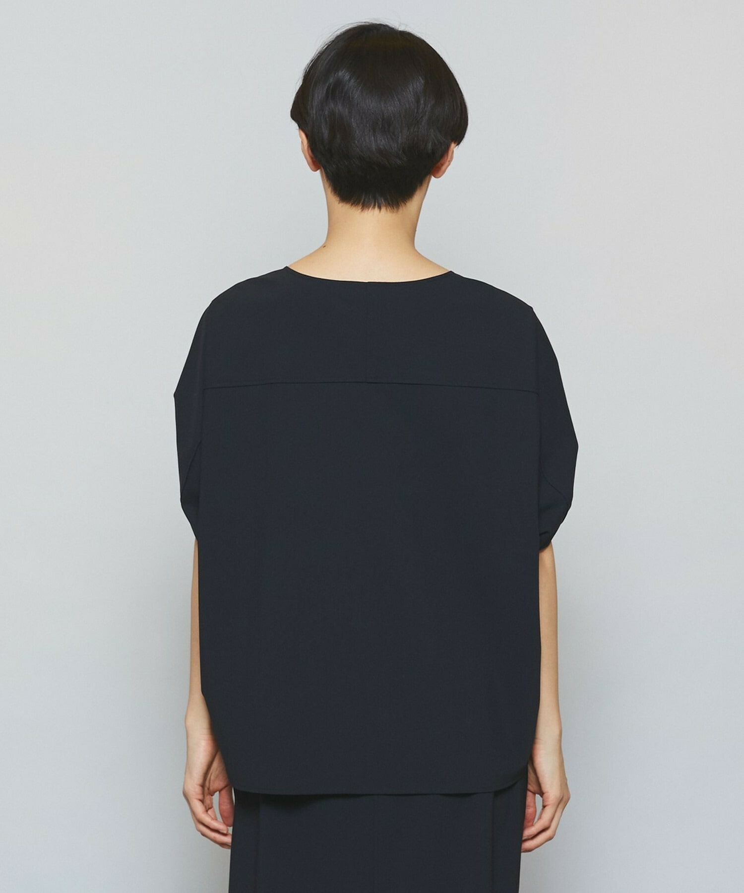 【MOGA】【Lサイズ】クールトリコットVネックドルマンスリーブトップス 詳細画像 ブラック 15